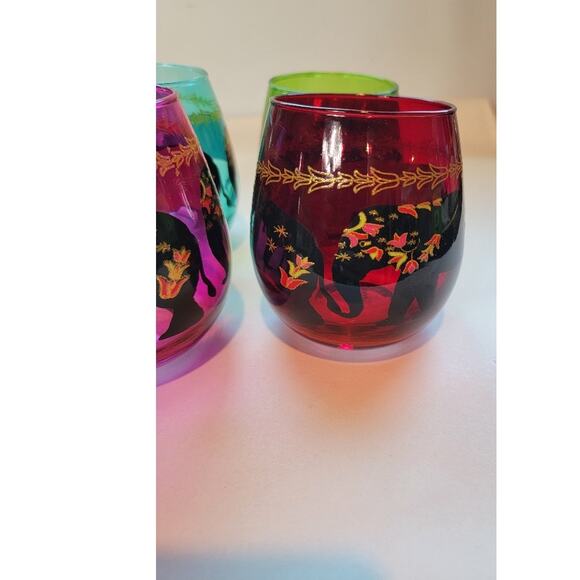 Boho Elephant Stemless Wine Glasses - Tropical Colors - Set of 4 - Picture 9 of 12